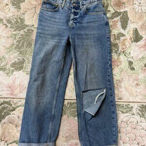 Good American Good 90s Straight Jeans GNISS999T Blue 812 Size 2/26 Inseam 32"